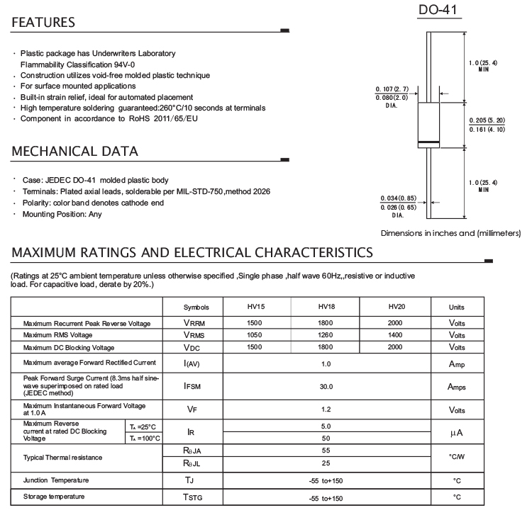 DO-41 1500V General Diode 