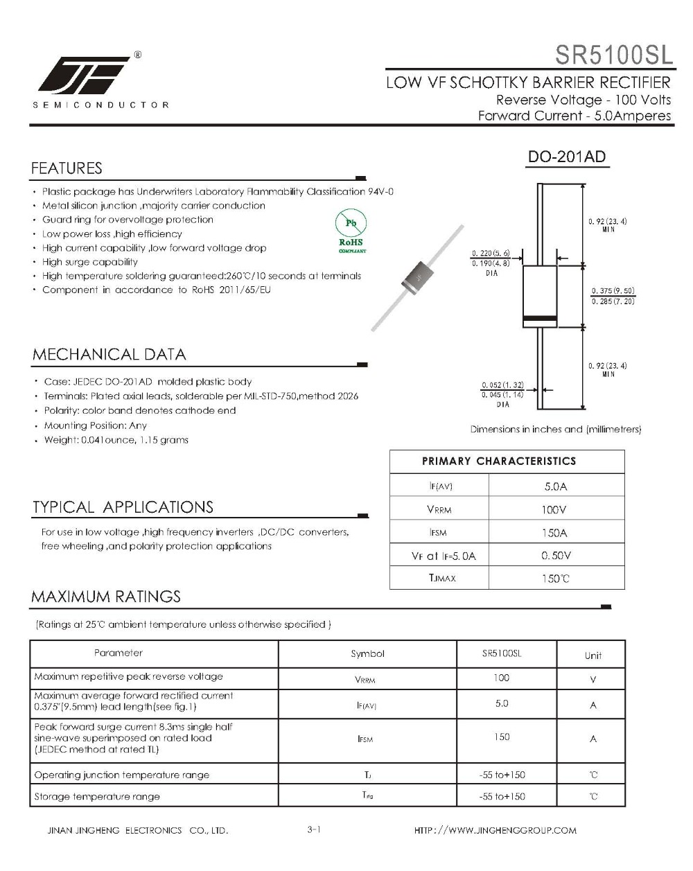 Low Forward Voltage Drop Diode