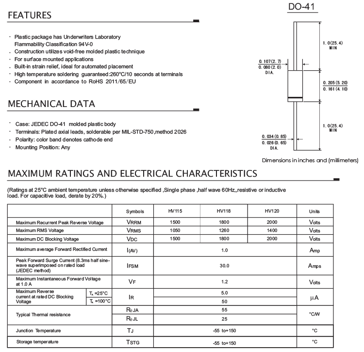 2000V High Voltage Diode