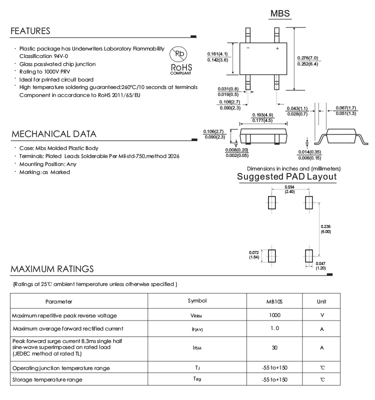 MB10S Bridge Rectifier Diode