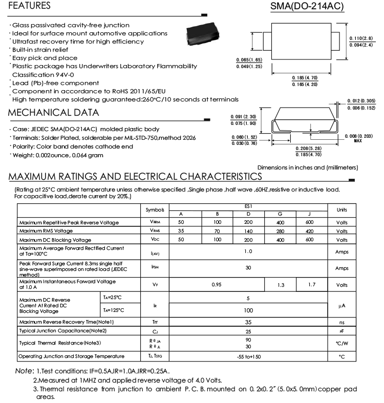 ES1J Rectifier Diode 