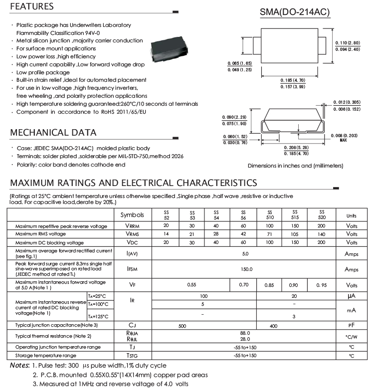 5A 40V Schottky Diodes 