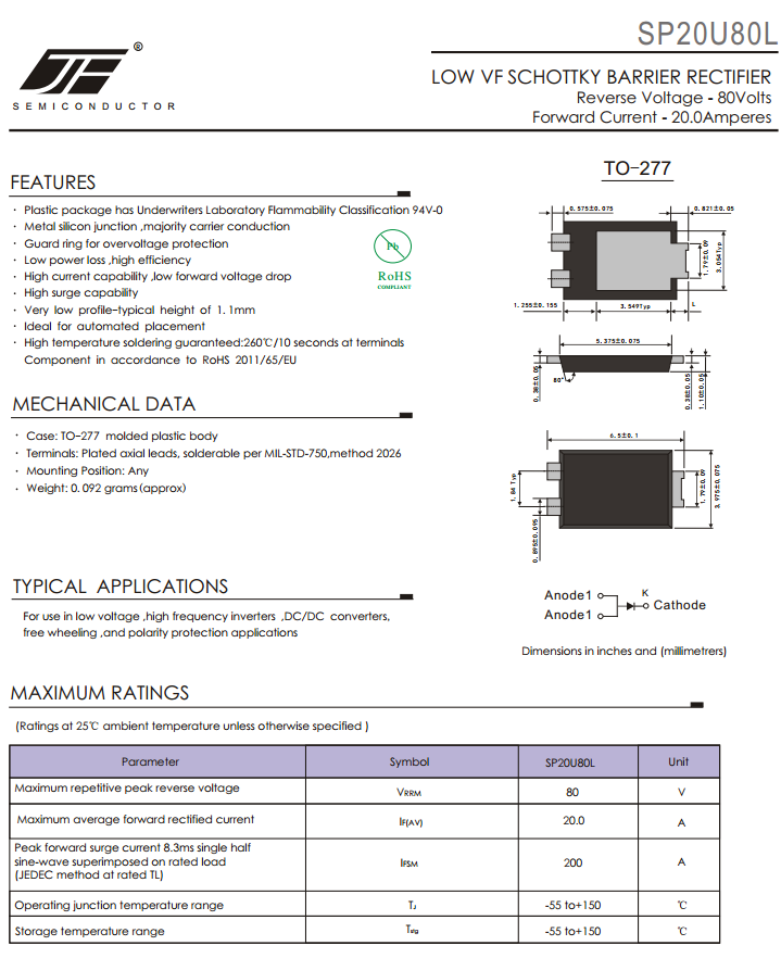 Low VF Schottky Diode