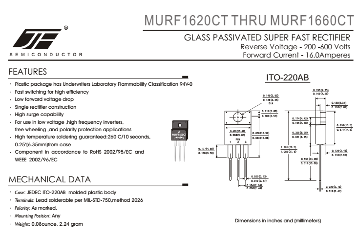 MURF1620CT MURF1640CT Diode 