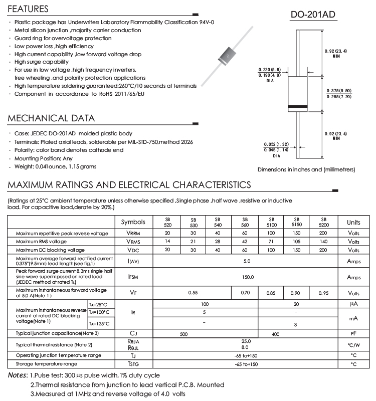 5A 200V Schottky Rectifier Diode 