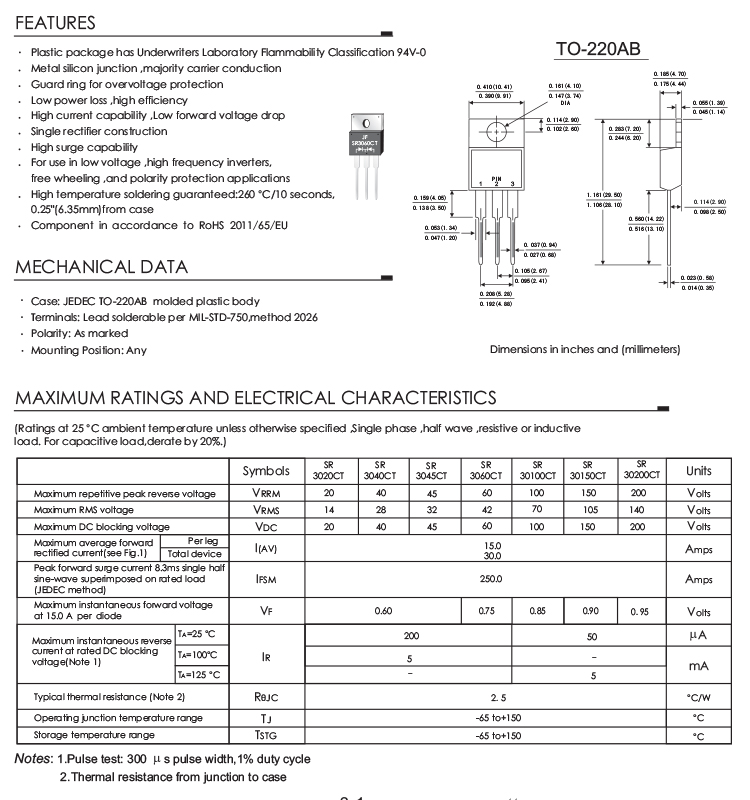 30A 45V Schottky Diode 