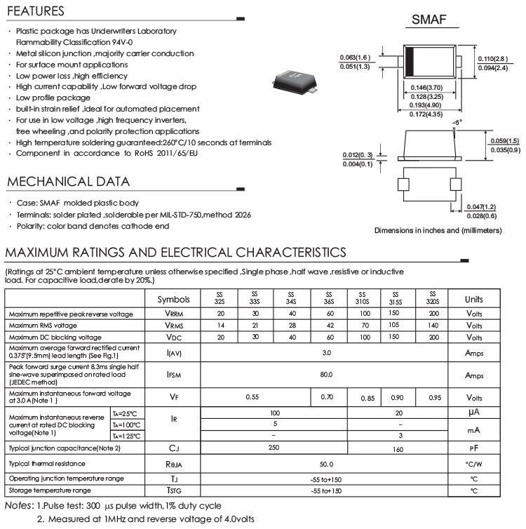 Ultra-thin SMAF Schottky Diode 