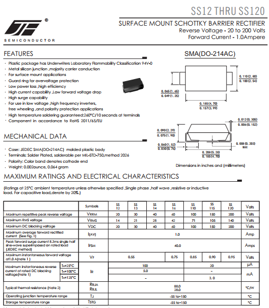 SS14 SS110 SS120 Diode